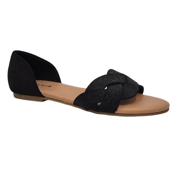 Torrid Shoes Size 8WW Rhinestone Twist Flats Open Toe Cushioned Slip On Slide - Picture 8 of 10